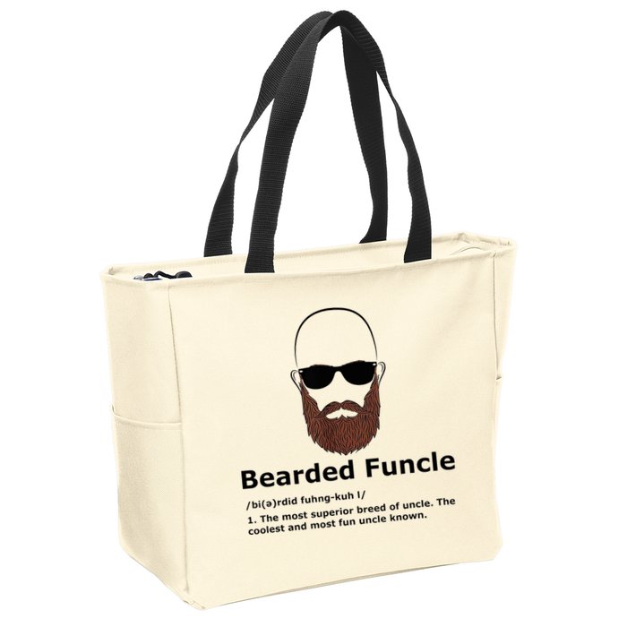 Men Bearded Funcle Funny Bald Uncle Definition Zip Tote Bag