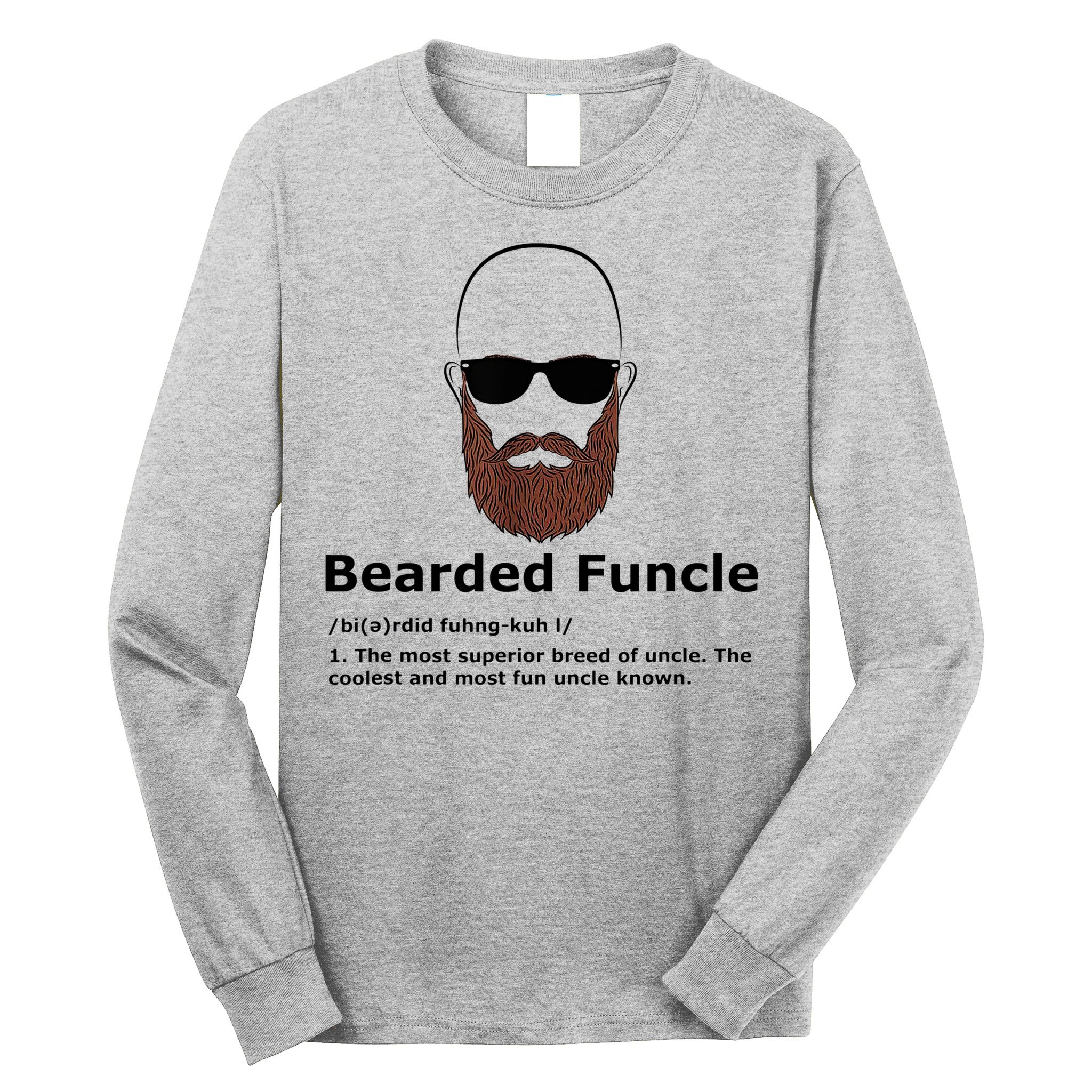 Men Bearded Funcle Funny Bald Uncle Definition Long Sleeve Shirt