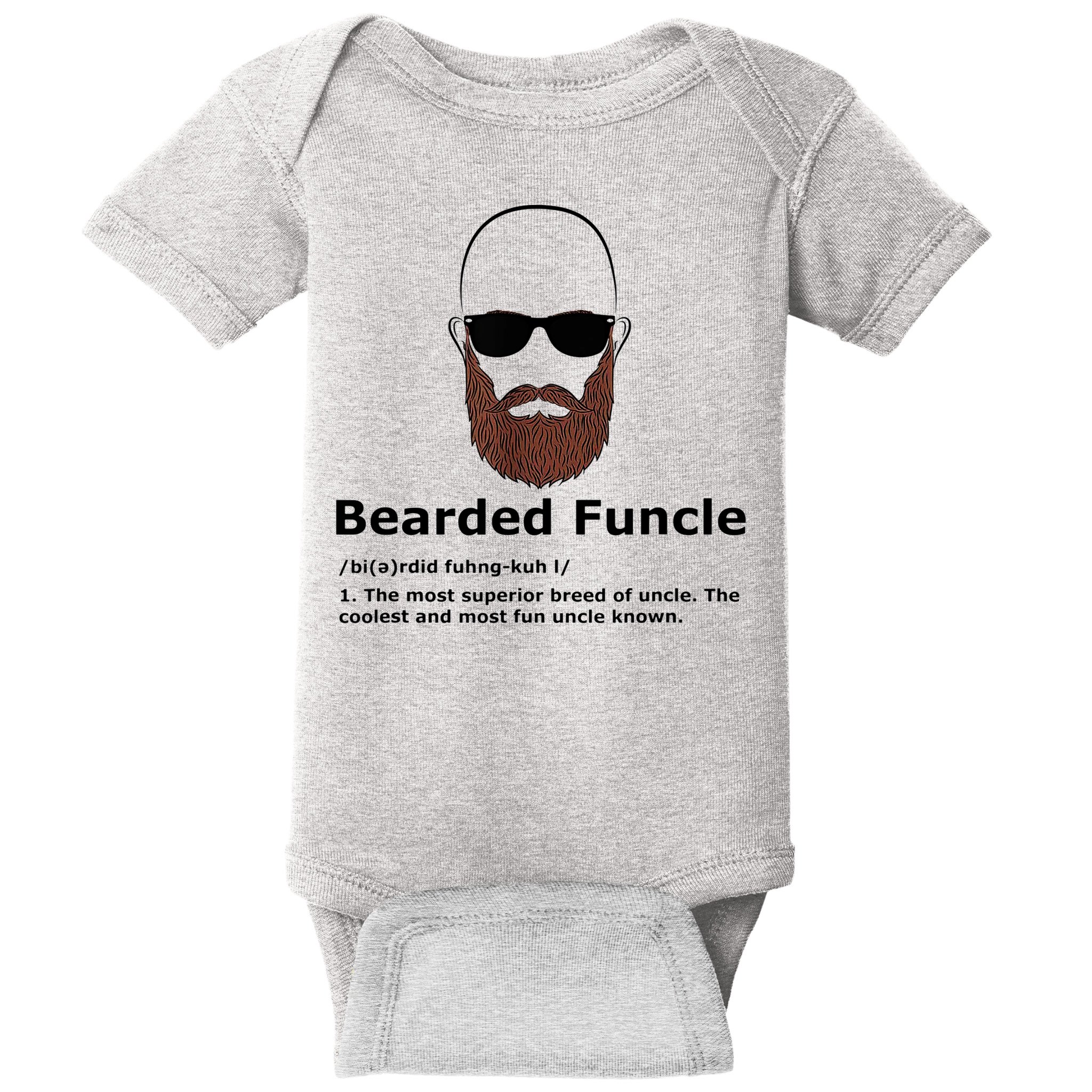 Men Bearded Funcle Funny Bald Uncle Definition Baby Bodysuit