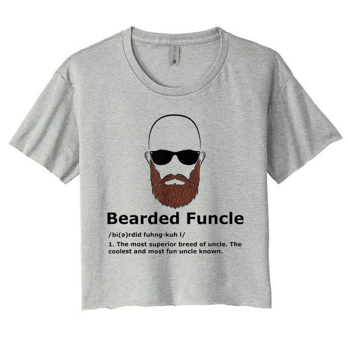 Men Bearded Funcle Funny Bald Uncle Definition Crop Top