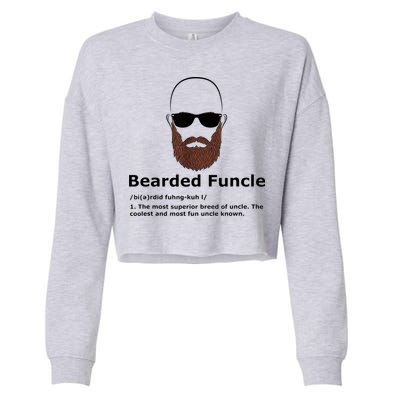 Men Bearded Funcle Funny Bald Uncle Definition Cropped Pullover Crew