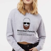 Men Bearded Funcle Funny Bald Uncle Definition Cropped Pullover Crew