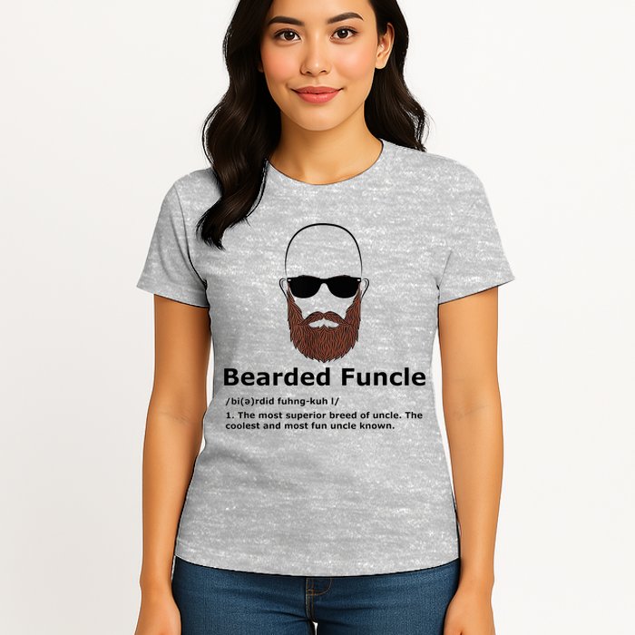 Men Bearded Funcle Funny Bald Uncle Definition Womens T-Shirt