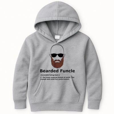 Men Bearded Funcle Funny Bald Uncle Definition Kids Hoodie