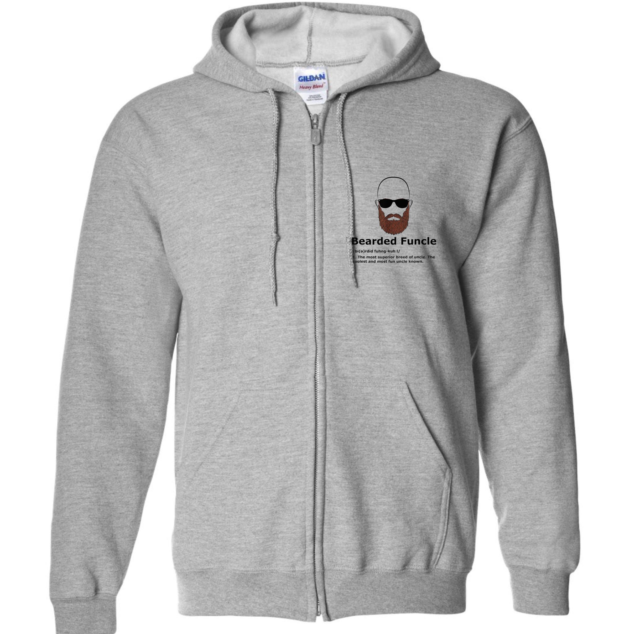 Men Bearded Funcle Funny Bald Uncle Definition Full Zip Hoodie