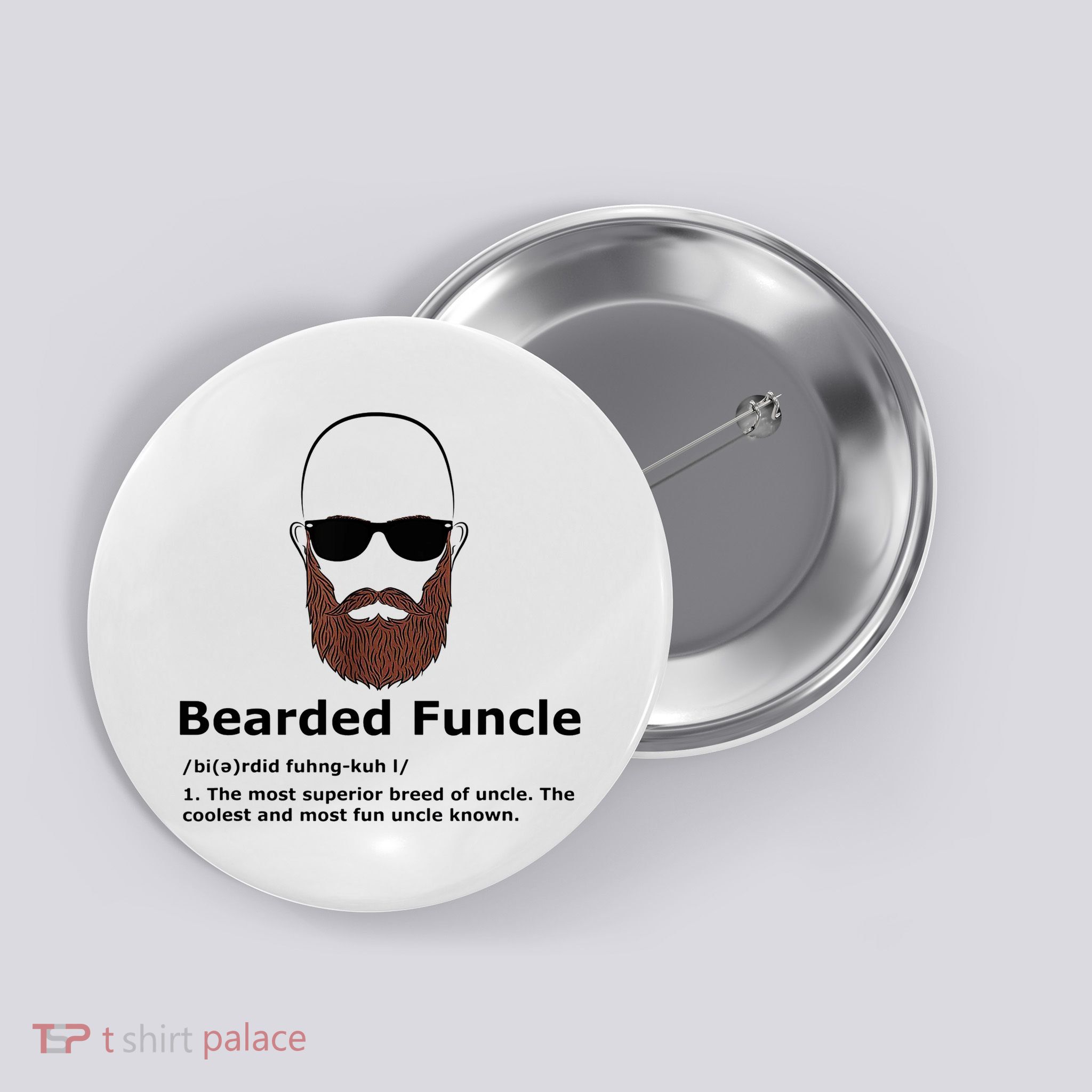 Men Bearded Funcle Funny Bald Uncle Definition Button
