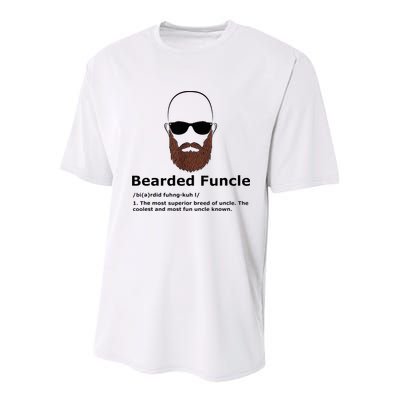 Men Bearded Funcle Funny Bald Uncle Definition Youth Performance Sprint T-Shirt