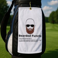 Men Bearded Funcle Funny Bald Uncle Definition Golf Towel
