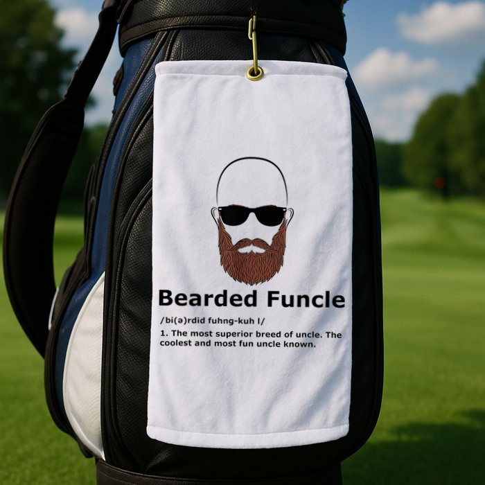 Men Bearded Funcle Funny Bald Uncle Definition Golf Towel