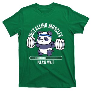 Muscle Building Fitness Panda Weight Lifting Barbell Workout T-Shirt