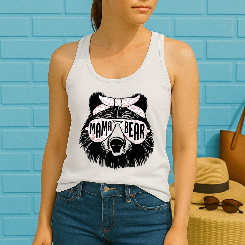 Mama Bear Face Sunglasses Mother Mom Mommy Mother's Day Womens Tank Top