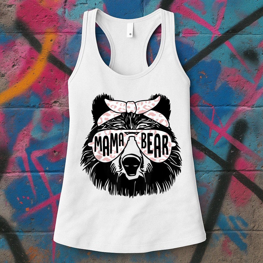 Mama Bear Face Sunglasses Mother Mom Mommy Mother's Day Womens Tank Top