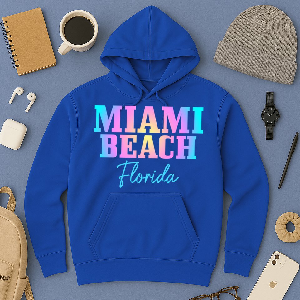 Miami Beach Florida Fl Vintage Tie Dye Retro Vacation Gift Hoodie