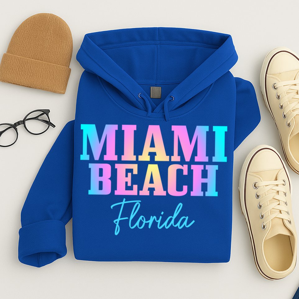 Miami Beach Florida Fl Vintage Tie Dye Retro Vacation Gift Hoodie