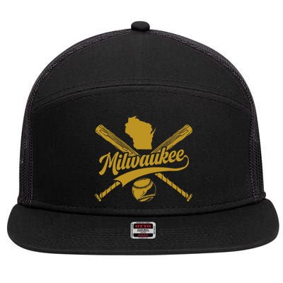 Milwaukee Baseball Fan 7 Panel Mesh Trucker Snapback Hat