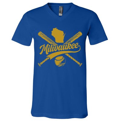 Milwaukee Baseball Fan V-Neck T-Shirt