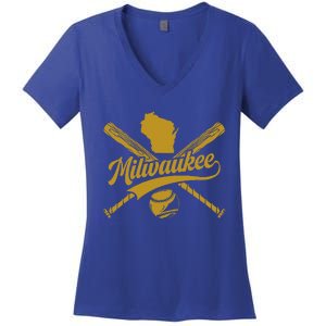 Milwaukee Baseball Fan Women's V-Neck T-Shirt