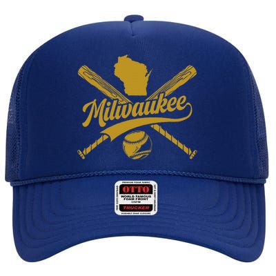 Milwaukee Baseball Fan High Crown Mesh Back Trucker Hat