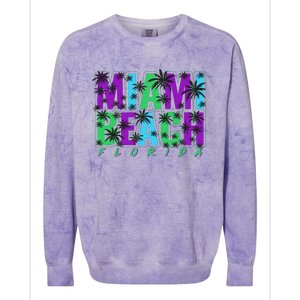 Miami Beach Floral Palm Trees Colorblast Crewneck Sweatshirt