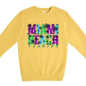 Miami Beach Floral Palm Trees Premium Crewneck Sweatshirt