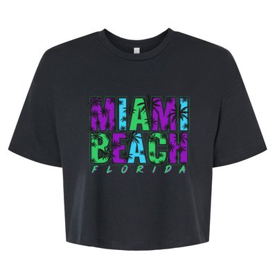 Miami Beach Floral Palm Trees Bella+Canvas Jersey Crop Tee