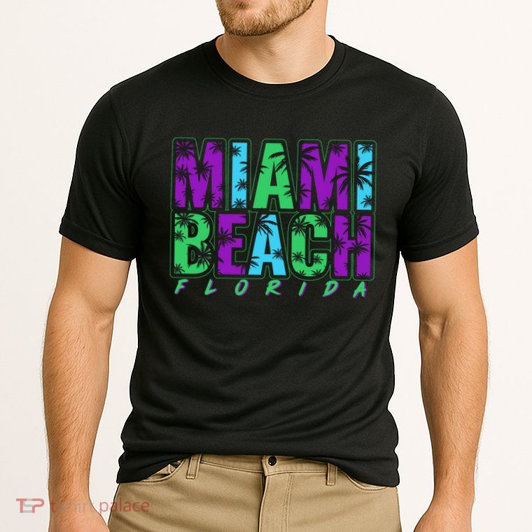 Miami Beach Floral Palm Trees Performance Shirt