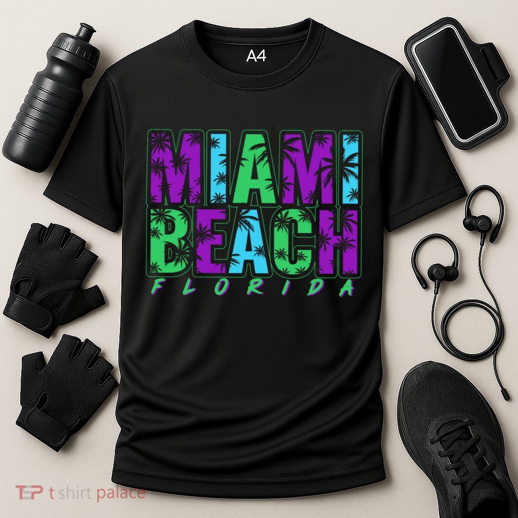 Miami Beach Floral Palm Trees Performance Shirt