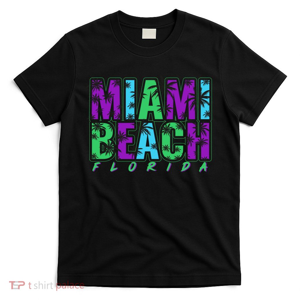 Miami Beach Floral Palm Trees T-Shirt