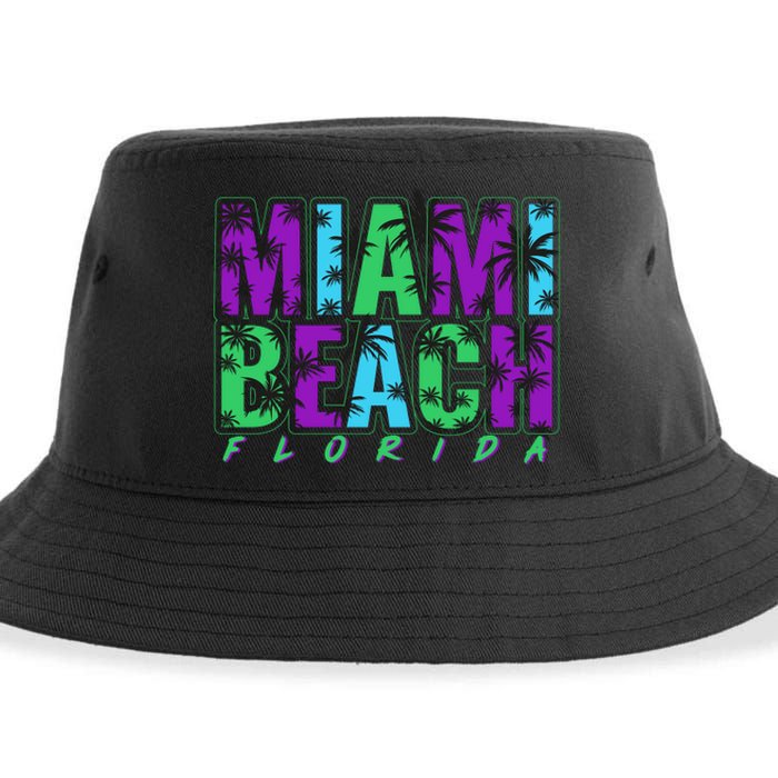 Miami Beach Floral Palm Trees Sustainable Bucket Hat