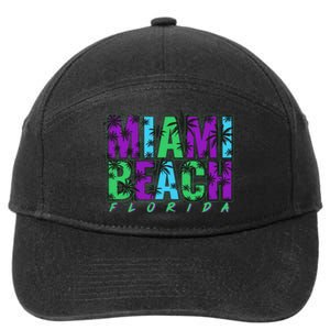 Miami Beach Floral Palm Trees 7-Panel Snapback Hat