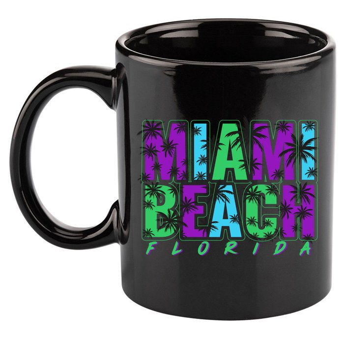 Miami Beach Floral Palm Trees 11oz C Handle Ceramic Mug