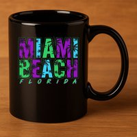 Miami Beach Floral Palm Trees 11oz C Handle Ceramic Mug
