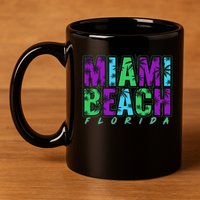 Miami Beach Floral Palm Trees 11oz C Handle Ceramic Mug