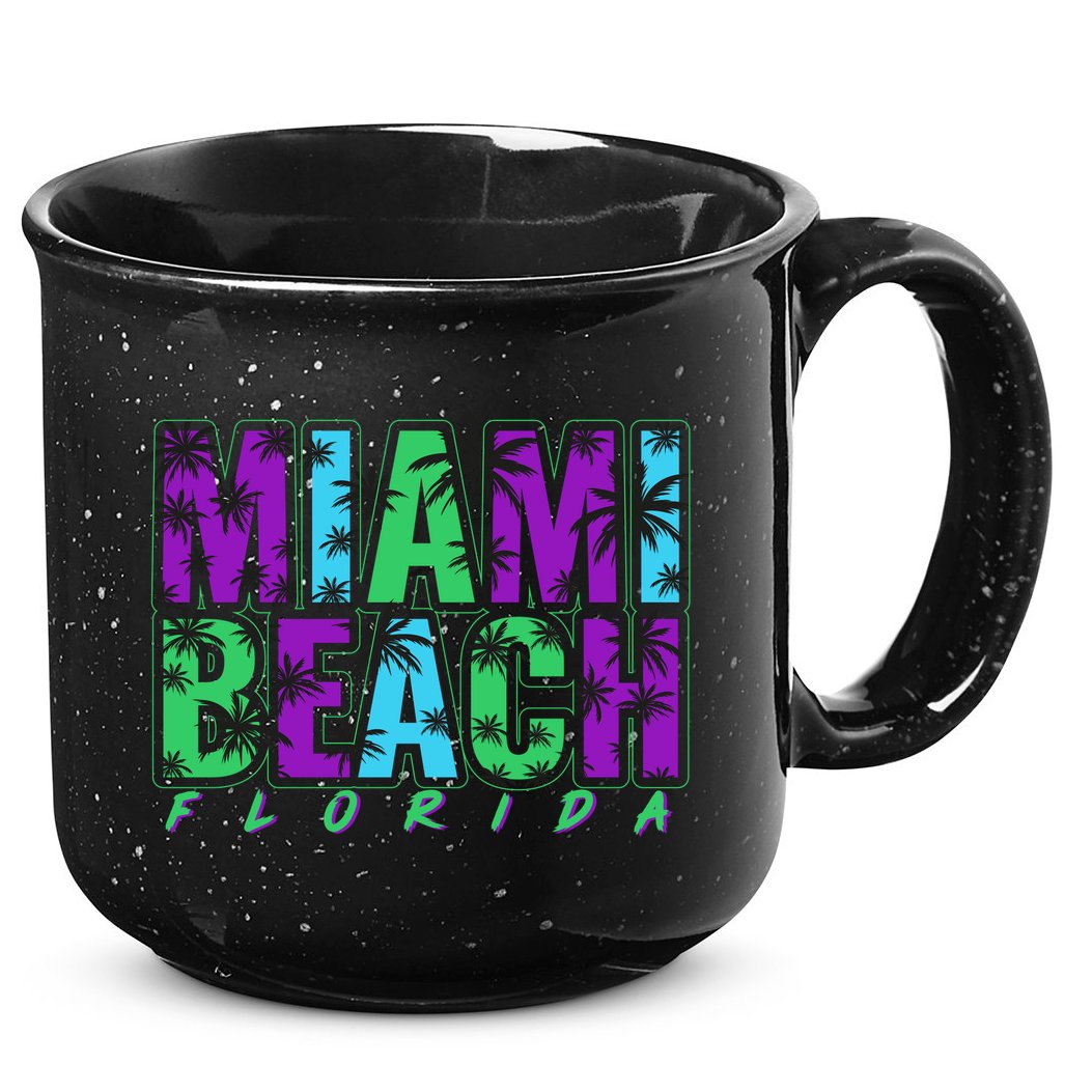 Miami Beach Floral Palm Trees 15oz Campfire Ceramic Mug