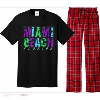 Miami Beach Floral Palm Trees Pajama Set