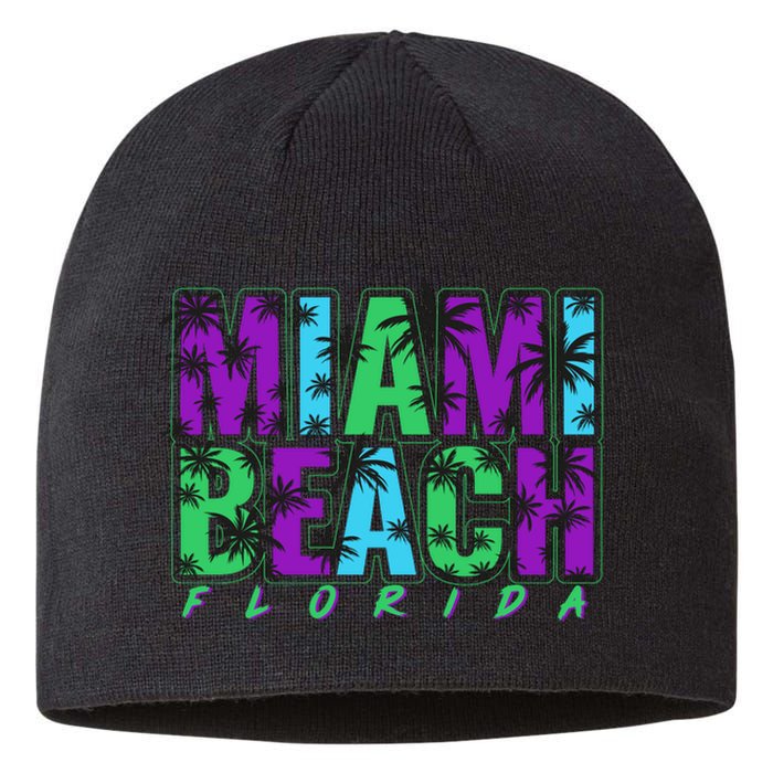 Miami Beach Floral Palm Trees Sustainable Beanie