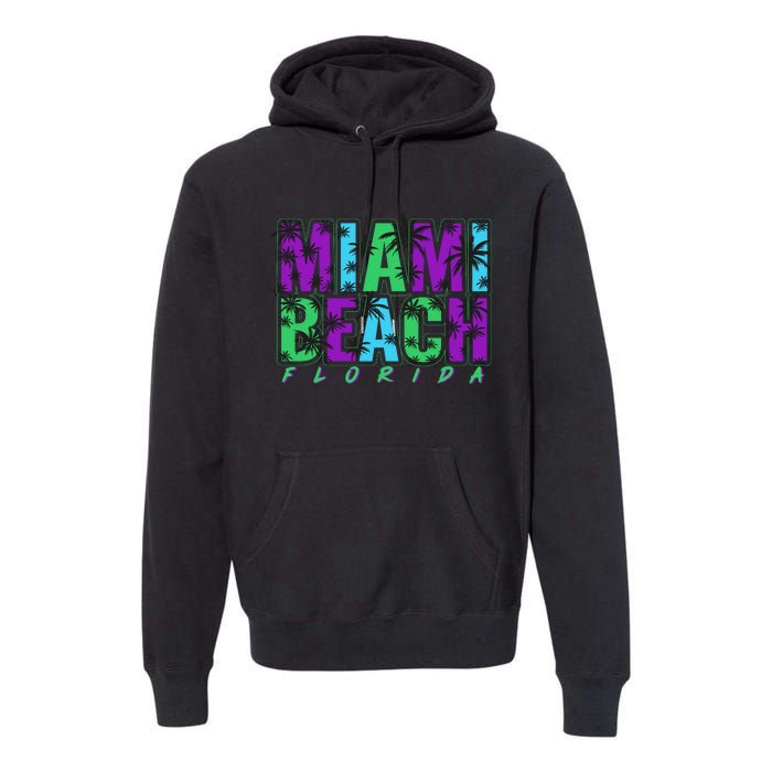 Miami Beach Floral Palm Trees Premium Hoodie