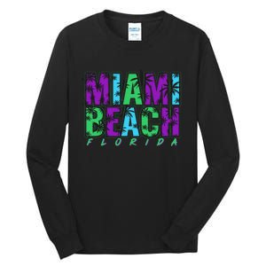 Miami Beach Floral Palm Trees Tall Long Sleeve T-Shirt