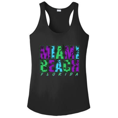 Miami Beach Floral Palm Trees Ladies PosiCharge Competitor Racerback Tank