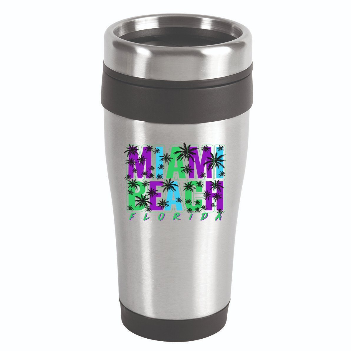 Miami Beach Floral Palm Trees 16oz Travel Tumbler