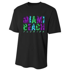 Miami Beach Floral Palm Trees Performance Sprint T-Shirt