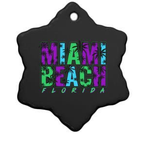 Miami Beach Floral Palm Trees Ceramic Star Ornament