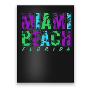 Miami Beach Floral Palm Trees Poster