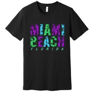 Miami Beach Floral Palm Trees Premium T-Shirt