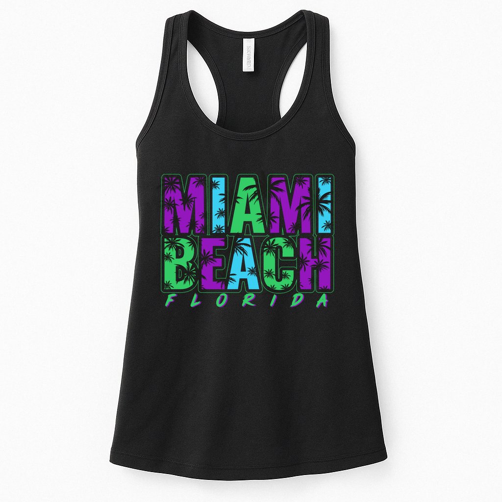 Miami Beach Floral Palm Trees Womens Tank Top