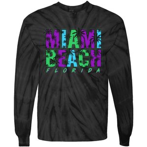 Miami Beach Floral Palm Trees Tie-Dye Long Sleeve Shirt