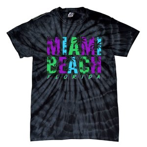 Miami Beach Floral Palm Trees Tie-Dye T-Shirt