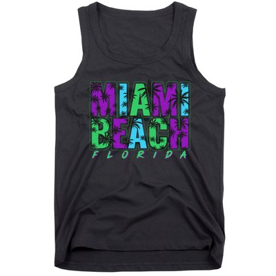 Miami Beach Floral Palm Trees Tank Top