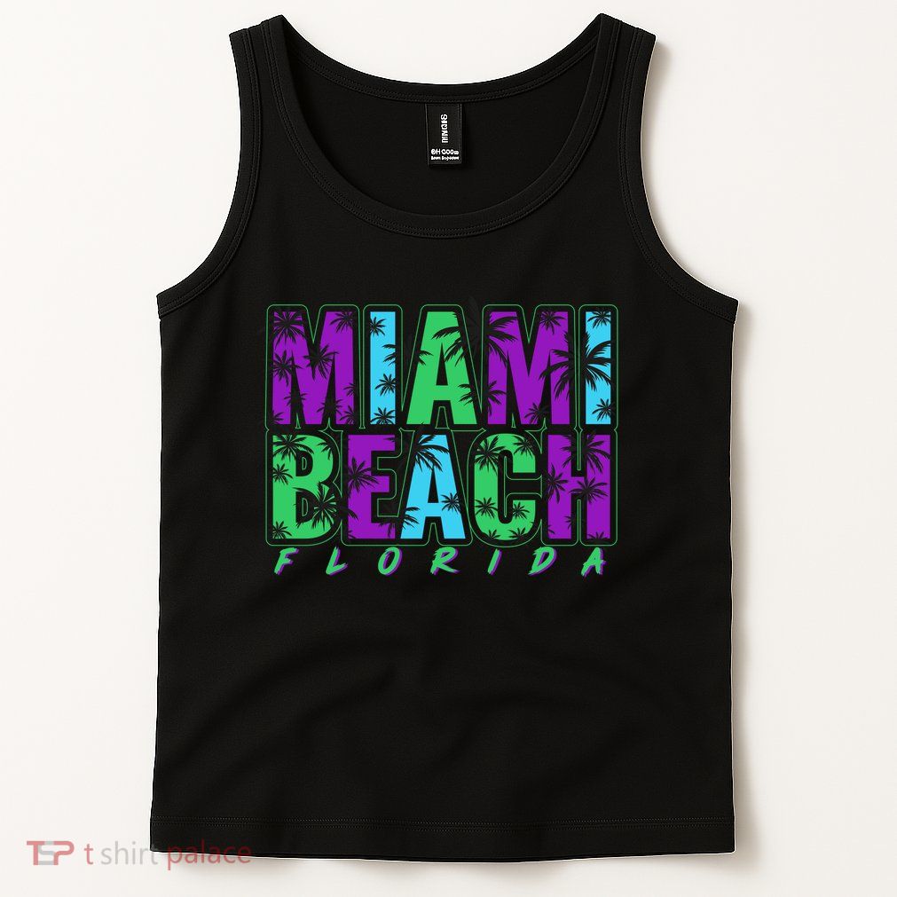 Miami Beach Floral Palm Trees Tank Top