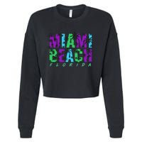 Miami Beach Floral Palm Trees Cropped Pullover Crew